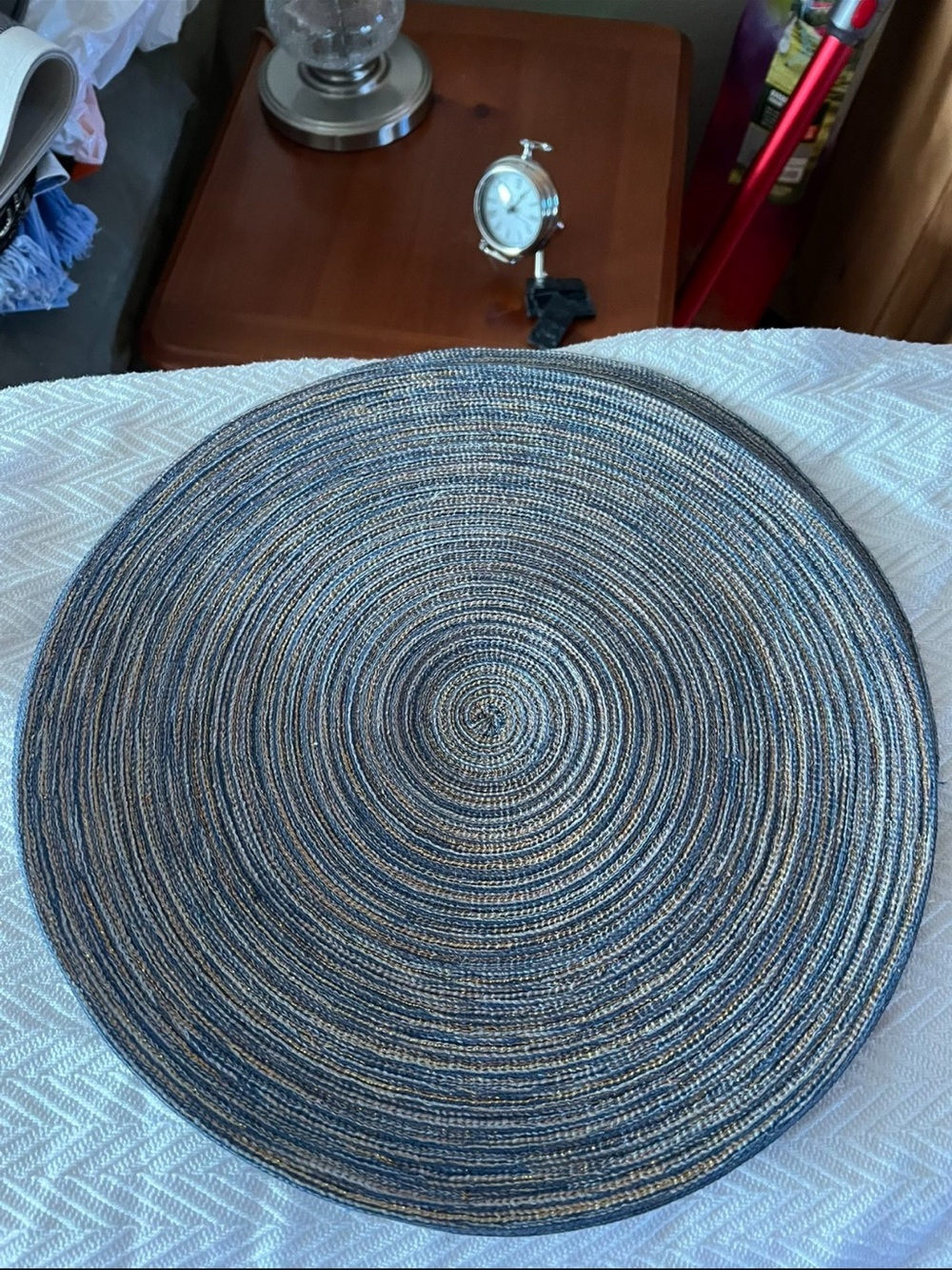 Round Braided Blue and Tan Placemat